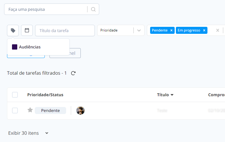 Filtrar tarefas por etiqueta