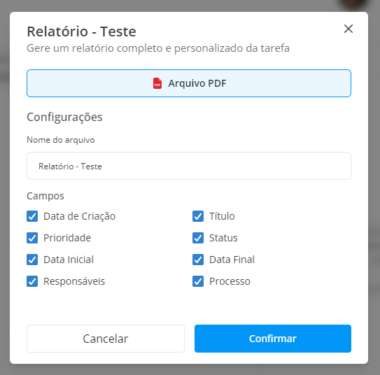 Configurar relatório