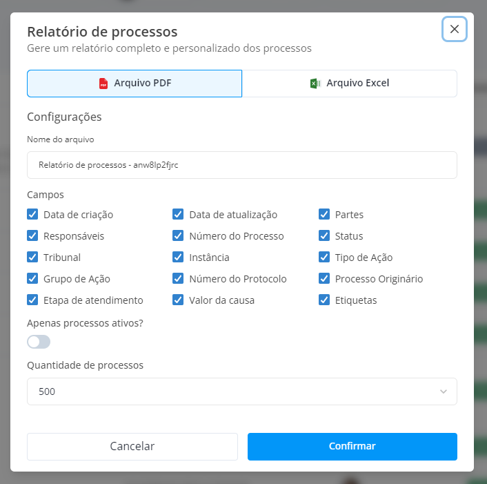 Configurar relatório