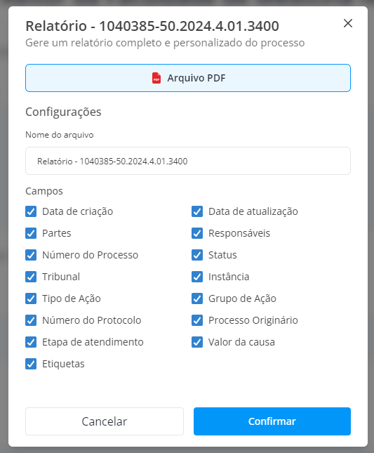 Configurar relatório