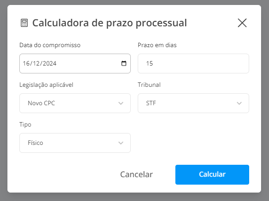 Calculadora de prazos processuais