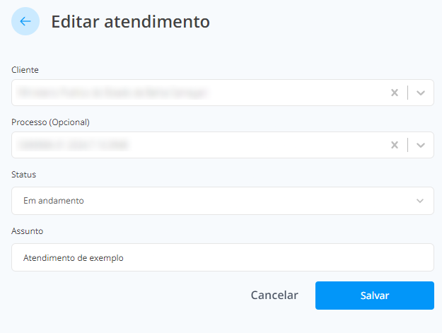 Criação de atendimento