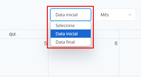Filtro por data inicial ou final